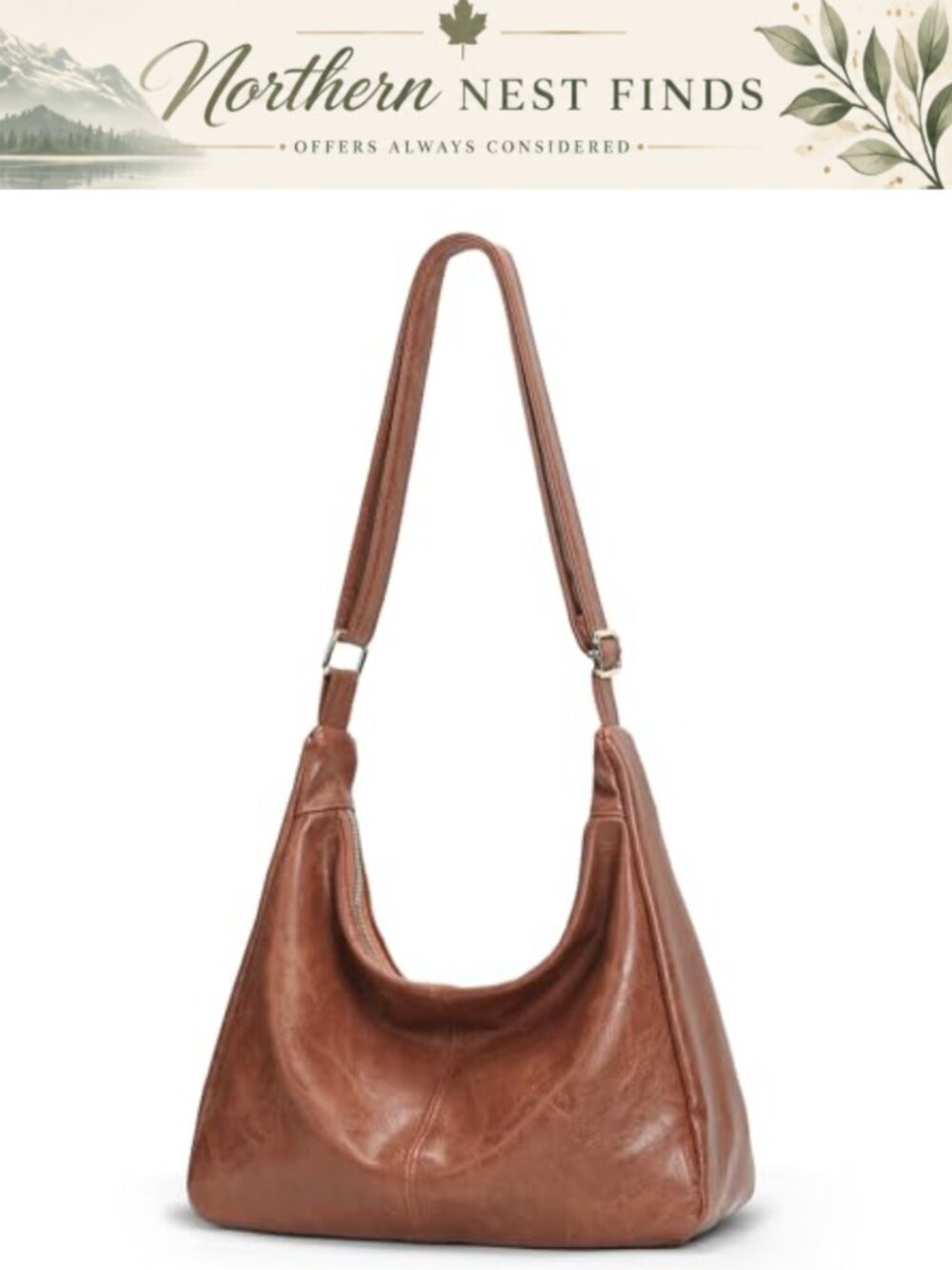 Vegan Leather Slouchy Hobo Shoulder Bag